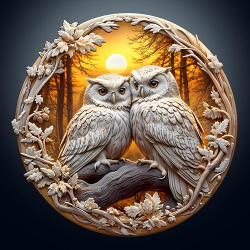 Wooden Puzzles for Adults, 300pcs Visual 3D Owl Wood Puzzle, Unique Animal Shape Puzzles with Wood Box, 34 x 33.5cm Wooden Puzzle for Family Game and Birthday Gifts for Friend