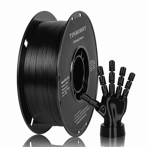 Lot de 10 rouleaux de filament PETG-Eco 1,75 mm - PETG-Eco TINMORRY - Filament d'impression 3D - Pour imprimante 3D FDM, 10 kg - Noir