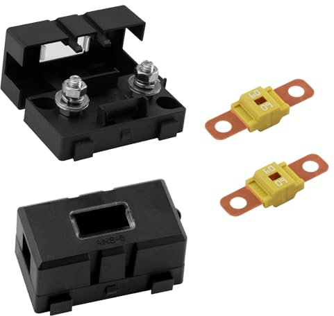 2 stycken 60 A Midi-skruvsäkringar och 2 st ANS säkringshållare midisäkringshållare midisäkringssats, 12 V-58 V högspänningssäkring för bilar, lastbilar, byggfordon, bussar och husvagnar