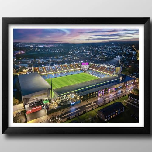 Turf Moor Stadium Framed Print. Burnley FC Gifts, Football Club Memorabilia, The Clarets, Lancashire. (Black, 43cm x 33cm, Framed)