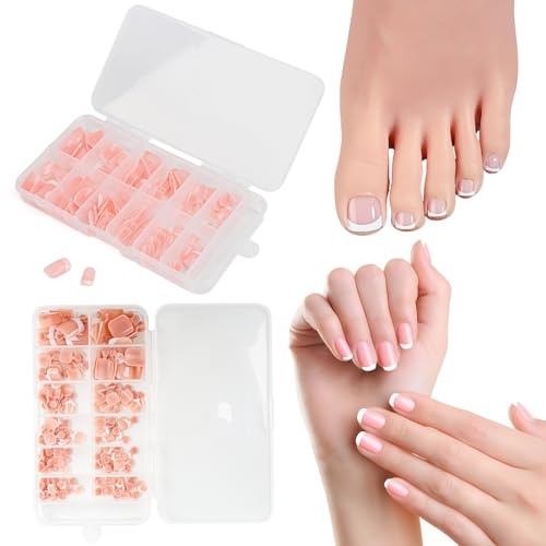 Yooyan 240 stycken hudfärgade tryckbara tånaglar, franska konstgjorda tånaglar tips, full täckning nagelspetsar falska nagelspetsar, konstgjorda naglar självhäftande för gör-det-själv manikyr