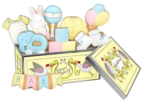 Biscuiteers New Baby Biscuit Tin Gift Set | Hand-Iced Vanilla Biscuits in Keepsake Tin; Premium Newborn Baby Shower Present for New Mums and Dads