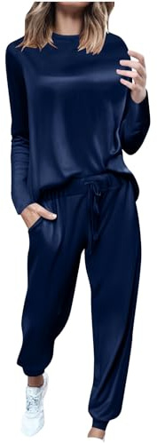 Womens Velour Tracksuits Set 2 Piece Sweatsuit Outfits Women's Long Sleeve Round Neck Velvet Tops and Jogging Pants Casual Comfy Loungewear with Pockets Autumn Winter Wear