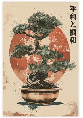 QITUBVAF Bonsai Tree PosterCanvas Poster Wall Art Decor Print Picture Paintings for Living Room Bedroom Decoration 12x18inch(30x45cm)