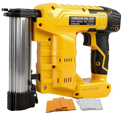 Chiodatrice a batteria 18GA aggiornata compatibile con batteria Dewalt 20V, chiodatrice elettrica senza spazzole con 1000 chiodi e 1000 graffette per lavori di ristrutturazione domestica, fai da te e