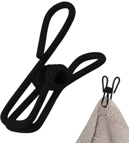 Lot de 30 épingles à linge polyvalentes pour sacs à frites, scellant pour sceller les aliments, support de papier, pince à linge pour suspendre le linge, sacs de cuisine (noir, lot de 30)