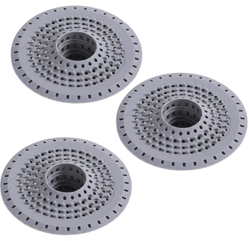 Haarsieb Dusche, 3 Stück Graue Haarfänger Dusche, Abflusssieb Dusche mit Effektiver Haarblockade, Ideal für Dusche, Badewanne und Waschbecken, Einfache Reinigung und Langlebig