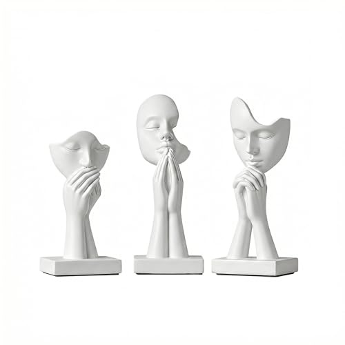 GZDDYUMYJX 3 Stück weiße Dekor-Gebetsstatuen, Moderne Friedensgebetsfiguren, abstrakte Kunst-Meditationsgebetsskulpturen, für Wohnzimmer, Schlafzimmer, Büro, Bücherregal, Couchtisch, Geschenke (Weiß)