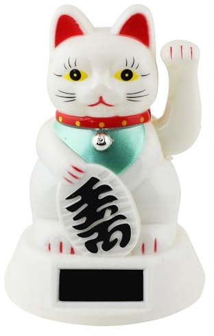Superfreak Glückskatze - Maneki-Neko - Winkekatze Solar - 12 cm - weiß