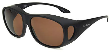 Dioptics unisex adult Solar Shield Elm Sunglasses Fits Over Sunglasses, Black/Amber, 54 mm US