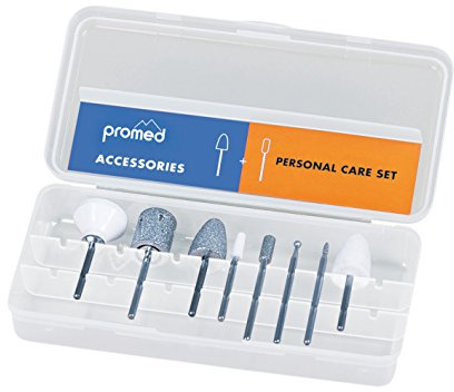 Promed Personal Care Schleifkörper-Set, 8 Schleifkörper für die Naturnagelbearbeitung, Bitset, Nagelfräser Aufsätze, Zubehör für Promed Fräser, Schaftdurchmesser 2,332 bis 2,350 mm.
