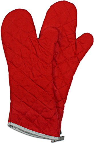 Nouvelle Legende Flame Retardant Quilted Oven Mitts, 17 Heavy-Duty Heat & Burn Protection for Kitchen, BBQ, Grilling, Lab-Tested, Flexible, Oversized, 2-Pack, Red