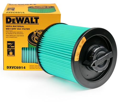 DeWalt Filtre à cartouche HEPA DXVC6914, convient pour les aspirateurs humides/secs de 20 à 50 litres, compatible avec DXV06P DXV09P DXV10P DXV10S DXV12P DXV14P DXV16P DXV16PA DXV16S, autres