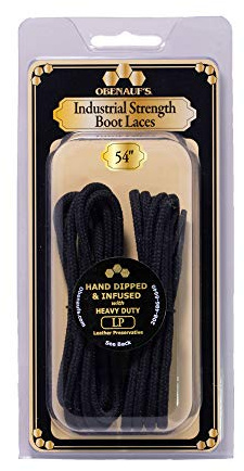 Obenauf's Heavy Duty Boot Laces 54 - Industrial Strength Black Waxed Round Laces, Tightly Woven Fibers, Repels Moisture & Lasts Longer, Resistant to Water, Rot, Heat, & Chemicals