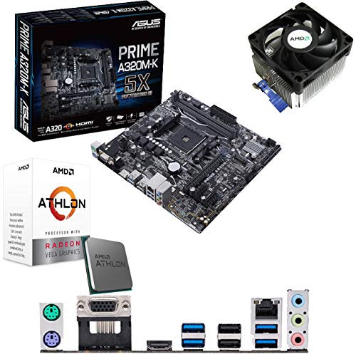 Components4All AMD Athlon 240GE 3.5GHz Dual Core Four Threads CPU, ASUS Prime A320M-K Motherboard Pre-Built Bundle NO RAM