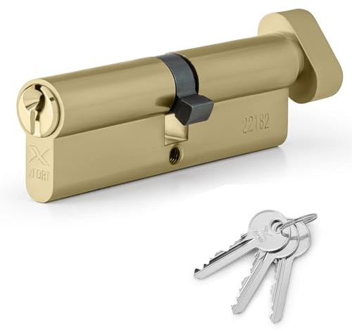 XFORT Brass Euro Cylinder Lock (100mm), Anti-Bump, Anti-Drill, High Security Door Lock with 3 Keys, Suitable for Wooden, UPVC and Composite Doors
