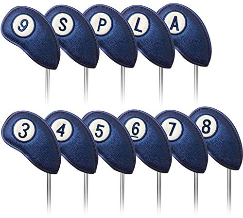 FINGER TEN Couvre Club De Golf Fer Capuchon Protege Housse Protection Fermeture Magnétique Aimant 2 Sides pour Gaucher Droitier Golfeur, Golf Covers Cuir synthétique pour Homme Femme