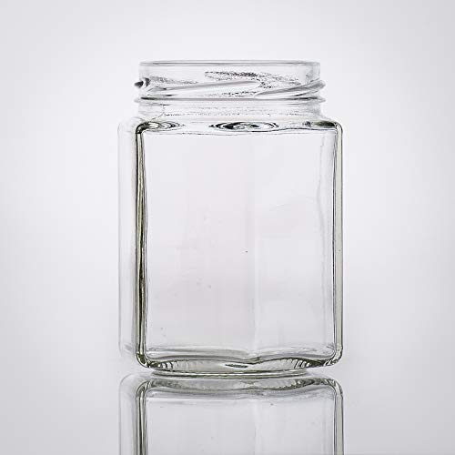 Flaschenbauer- 15x Sechskantgläser 195ml inkl. eines weißen Twist-Off Verschluss als Einmachglas, zur Aufbewahrung von Gewürzen oder als kleines Honigglas.