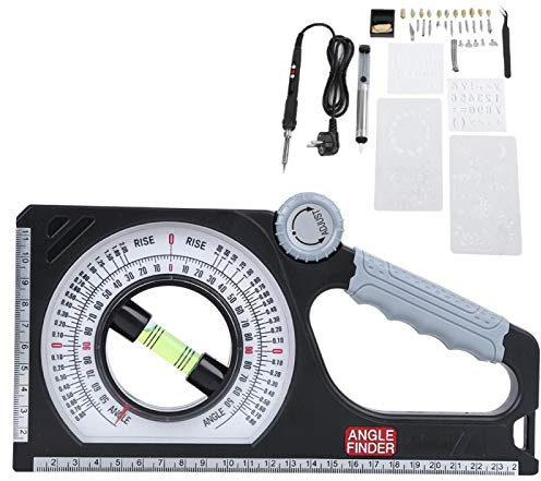 Universelles Neigungswinkelmessgerät, Dual-Scale-Rotations-Pitch-Finder mit Füllstandsfläschchen mit Daumenrad, 0-180 Grad Neigungsmesser Magnetischer multifunktionaler Winkelmesser