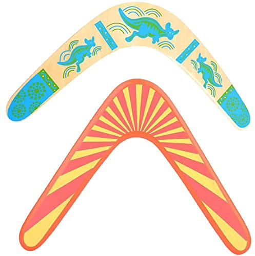 Bumerang aus Holz,Guador 2 stücke V Form Klassische Neue Hölzerner Bumerang Handarbeit gemachter Fliegen-Bumerang Kinder Outdoor Spielzeug für Spielgeräte(Zwei Stile)