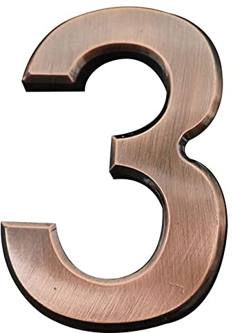 ETEC 4 Inch 3D Mailbox Number, Self Adhesive House Number Waterproof Door Street Number Stickers for Home Apartment (NO.3)