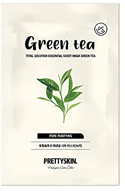Pretty Skin Total Solution Essential Sheet Peel Off Gesichtsmaske – Grüner Tee – feuchtigkeitsspendend beruhigend für eine gesündere Haut Porenreinigung – 23 g