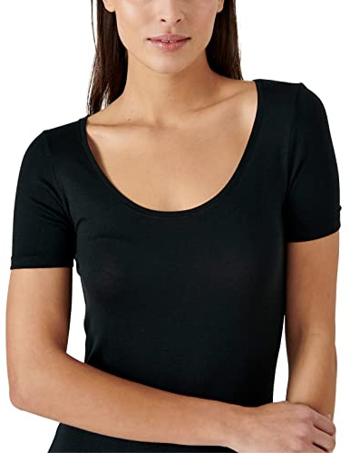 Damart - T-Shirt Thermolactyl Invisible, Femme, Noir, Taille L, Manches Courtes