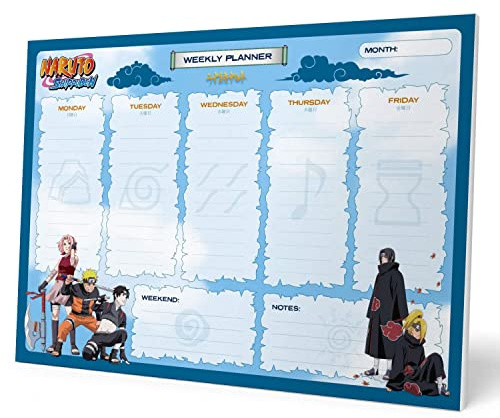 Planificador semanal A4 Naruto - Weekly planner : Planner Sin Fecha - Organizador semanal escritorio [54 págs. con Alto Gramaje]