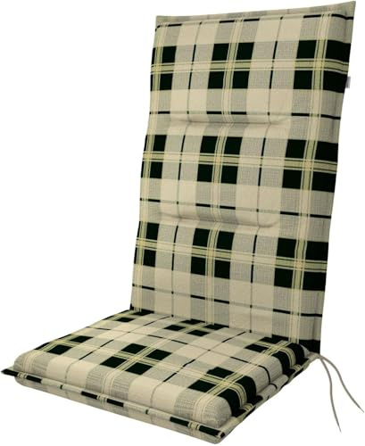 Doppler / Hochlehner Spot / 4er-Set/Gartenstuhlauflage/Hochlehner/Beige Kariert/ca. 119 x 48 x 5 cm