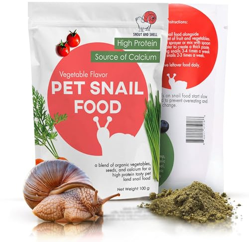 Snout & Shell Vegetable Flavored Pet Land Snail Food - Tasty High-Protein, Calcium Blend for Snails, Easy Addition to Your Garden Snails Terrarium or Snail Habitat