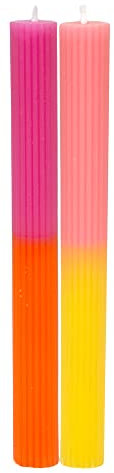 Talking Tables Ombre Tapered Dinner Candles Unscented Neon Pink and Yellow 2 Pack, Sunset