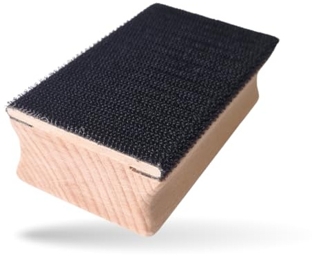 Toolioo Handschleifklotz mit Klett-Verschluss 115x64x36 mm | Schleifblock aus Buchenholz | Für Klett-Schleifpapier | Made in Germany | Ergonomisch & langlebig