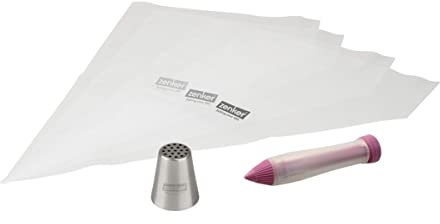 Zenker 44735 Set de décoration de gâteau spécial football, poche à douille et stylo de décoration pour gâteau terrain de foot, Acier inoxydable, Plastique, Silicone, 20 x 36 cm