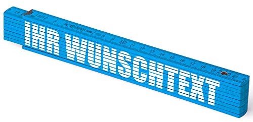 2m Zollstock hellblau - mit Wunschtext - Text - Spruch - individuell personalisiert - Glieder-Maßstab - Meterstab bedruckt - Gadget für Männer Opa Papa Vatertag Muttertag Weihnachten