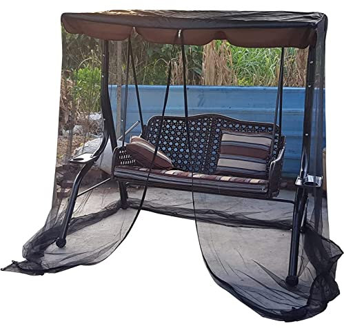 BAHULA Moskitonetz für Patio, Patio Swing Moskitonetz, Outdoor Mesh Screen mit Reißverschluss Öffnung und Dach Wasserdichtes Zelt, Schwarze Veranda Swing 2 3 Sitzer Moskitonetz,Schwarz,1.25x2.05m
