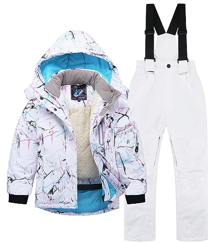 AIMISYOU Girls Insulated Ski Jacket Boy Snow Pants Suit Size 10-11 Winter Kids Rain Coats