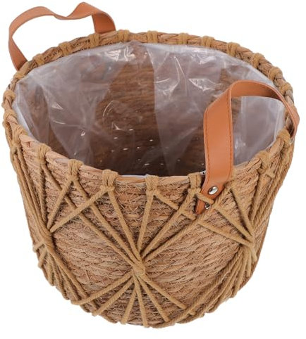 Cabilock Woven Plant Basket Aus Handgefertigter Blumentopf Für Dekoration Vielseitiger Aufbewahrungskorb Für Wohnzimmer Schlafzimmer Robustes Design Für Langlebige Nutzung Runde Form