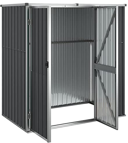 Gecheer Geräteschuppen Gartenhaus Schuppen Gerätehaus Lagerschuppen Gartenschrank Garten Anthrazit 161x89x161 cm Verzinkter Stahl