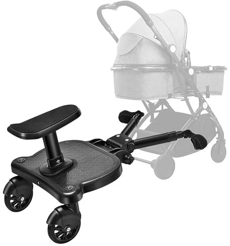 Trittbrett für Kinderwagen Universal, Pedal Universal Buggy Board mit Sitz 360 Grad Stabiles Zweirad für Kinder von 2–6 Jahren