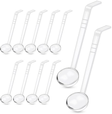 12 cucharones pequeños transparentes de 7 pulgadas y 1 onza de plástico para aderezos y salsas, cucharones acrílicos de mango largo, cuchara transparente para servir sopa, mermelada, jugos de frutas,