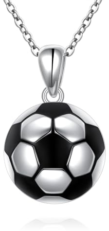 Flyow 3D Soccer Football Necklace 925 Sterling Silver Soccer Ball Pendant Sports Jewelry World Cup Olympic Gifts