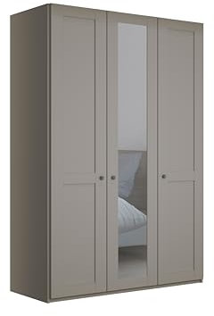 WIEMANN Drehtürenschrank mit 1 Spiegeltür mittig, Landhausstil Kleiderschrank 150cm breit, Kieselgrau, Höhe 216cm, Marlow