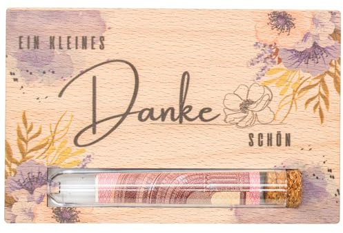 Geldgeschenk Dankeskarte - Geschenkkarte aus Holz - kleines Dankeschön, Geld verschenken, Geschenkverpackung Geld Gutschein, stilvolle Geschenkidee, vielen Dank (Ein kleines Dankeschön Blume)