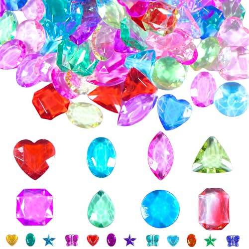 Prebarfun 400 Stück Acryl Edelsteine, Diamanten Buntkristalle 25mm, Glitzersteine Groß, Edelsteine, Kristall Diamanten für Vasen, Tischdeko, Party Mitgebsel