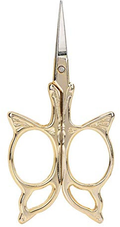 Baxnore Schneiderschere aus Edelstahl, kleine Bastelschere aus Edelstahl, robuste Nähschere, professionelle Stoffschere für das Nähen im Haushalt (Gold)