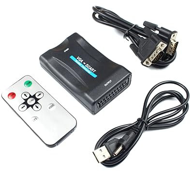 Uonlytech Convertitore Vga Scart Convertitore Scaler Adattatore Da Vga Scart Supporta Ntsc e Pal Leggero e Compatto Plug and Play Nessun Driver Richiesto