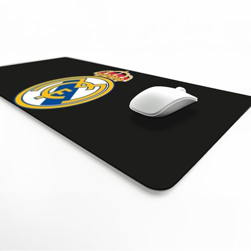 Licensed Décor Real Madrid Schreibtischunterlage – Vollfarbiges Wappen auf Marke schwarz – 35 x 60 cm