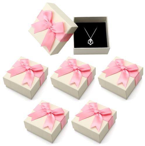 6 confezioniregalo piccole, 7,3 × 7,3 × 3,7 cm, rosascatola regalo, scatola con coperchio
