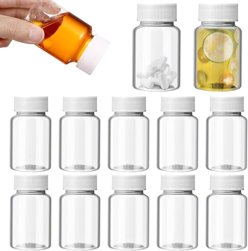 12 Bottiglie da 100 ml di Bottiglia di Plastica con Coperchio e Succosa Piccola Bottiglia Trasparente mini Bottiglia da Viaggio Portatile con Bocca Grande