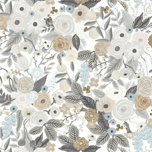 Ismoon Floral Peel and Stick Wallpaper Gray Contact Paper Vintage Removable Self-Adhesive Wallpaper Boho Watercolor Renovated Furniture For Cabinets Shelves Counter Tops Wall Decor Roll 17.3in x78.7in